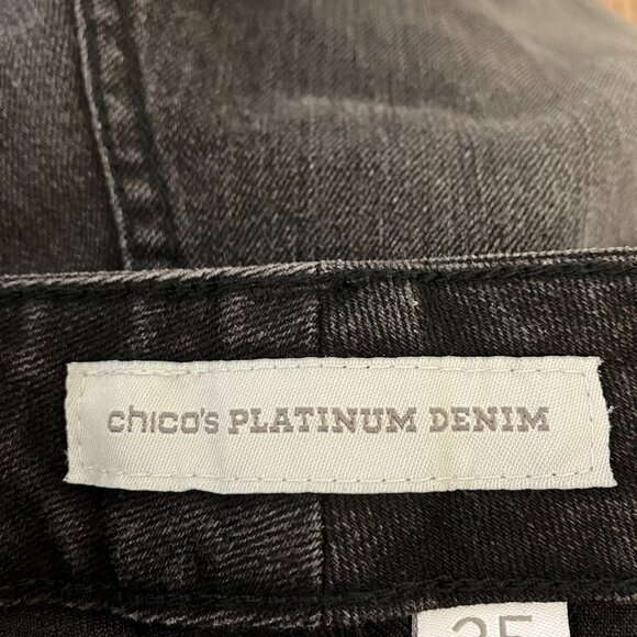 Chico's Platinum Womens Embellished Bootcut Jeans Faded Black Size 2.5 or US 14 - Picture 5 of 6